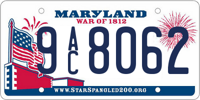 MD license plate 9AC8062