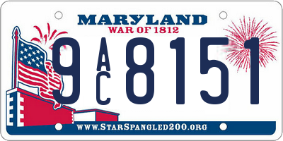 MD license plate 9AC8151