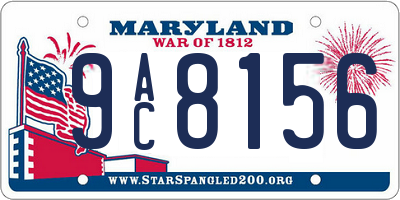 MD license plate 9AC8156