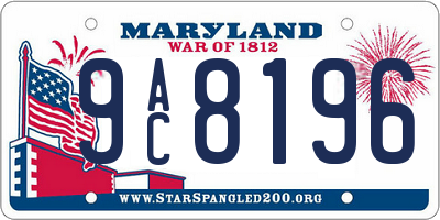MD license plate 9AC8196
