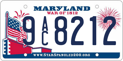 MD license plate 9AC8212