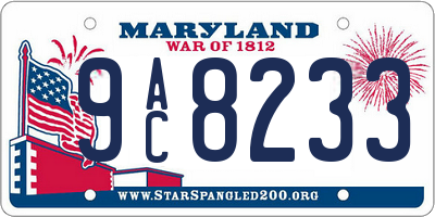 MD license plate 9AC8233