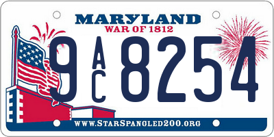 MD license plate 9AC8254
