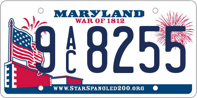 MD license plate 9AC8255