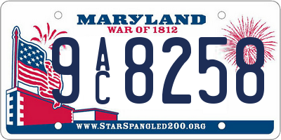 MD license plate 9AC8258