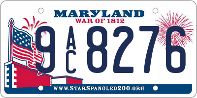 MD license plate 9AC8276