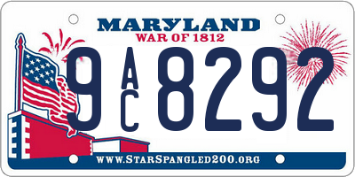 MD license plate 9AC8292