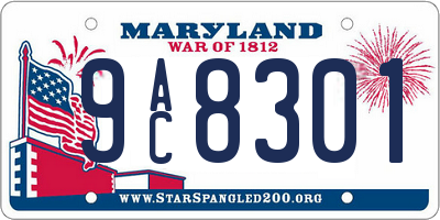 MD license plate 9AC8301