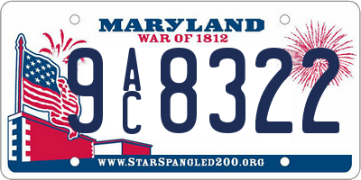 MD license plate 9AC8322