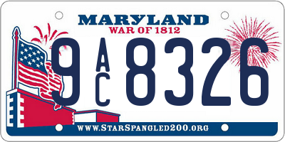 MD license plate 9AC8326