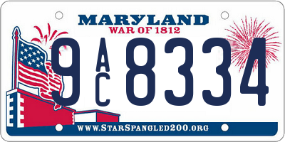 MD license plate 9AC8334