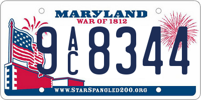 MD license plate 9AC8344