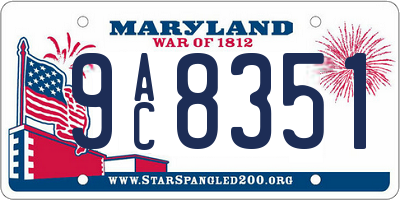 MD license plate 9AC8351