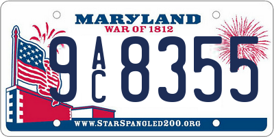 MD license plate 9AC8355