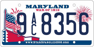 MD license plate 9AC8356