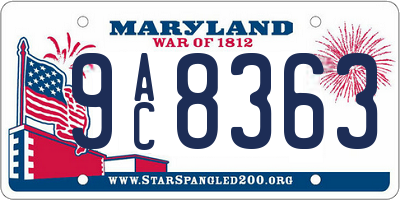 MD license plate 9AC8363