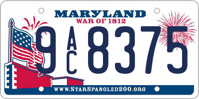 MD license plate 9AC8375