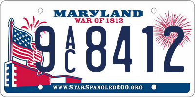 MD license plate 9AC8412