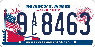 MD license plate 9AC8463