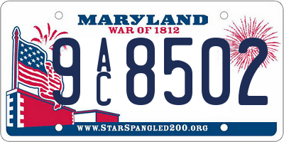 MD license plate 9AC8502