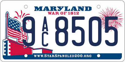 MD license plate 9AC8505