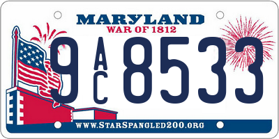 MD license plate 9AC8533