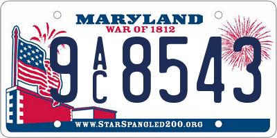 MD license plate 9AC8543
