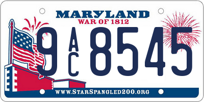 MD license plate 9AC8545
