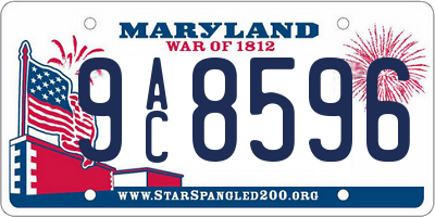 MD license plate 9AC8596