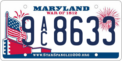 MD license plate 9AC8633