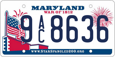 MD license plate 9AC8636