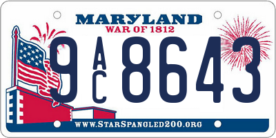 MD license plate 9AC8643