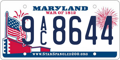 MD license plate 9AC8644