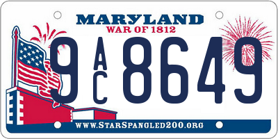 MD license plate 9AC8649