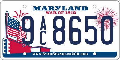 MD license plate 9AC8650