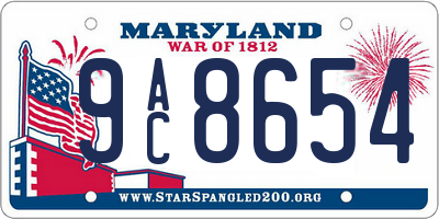 MD license plate 9AC8654