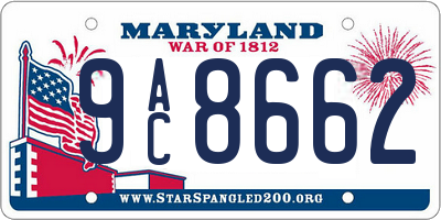 MD license plate 9AC8662