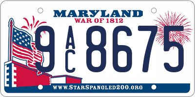 MD license plate 9AC8675