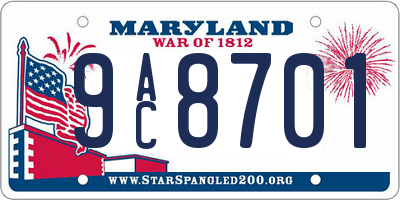 MD license plate 9AC8701