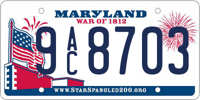 MD license plate 9AC8703