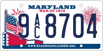 MD license plate 9AC8704