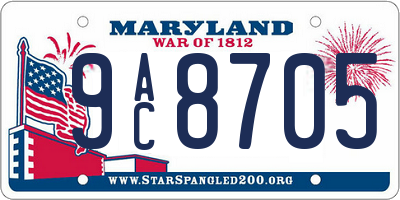 MD license plate 9AC8705