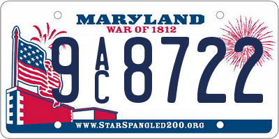 MD license plate 9AC8722