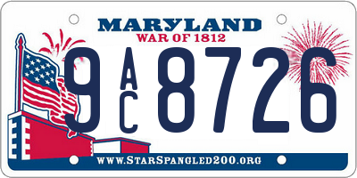 MD license plate 9AC8726