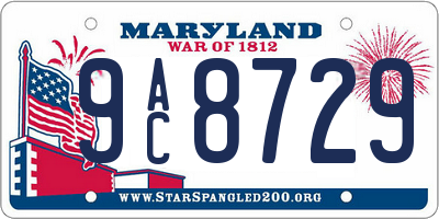 MD license plate 9AC8729