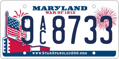 MD license plate 9AC8733