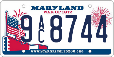 MD license plate 9AC8744