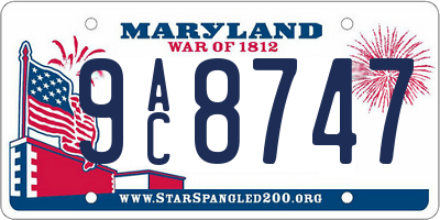 MD license plate 9AC8747