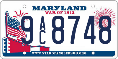 MD license plate 9AC8748
