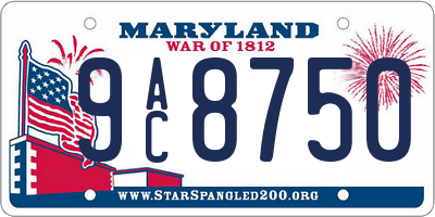 MD license plate 9AC8750